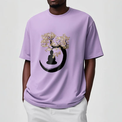 Mythstone Buddha Sitting Under The Tree Cotton Tee T-shirt