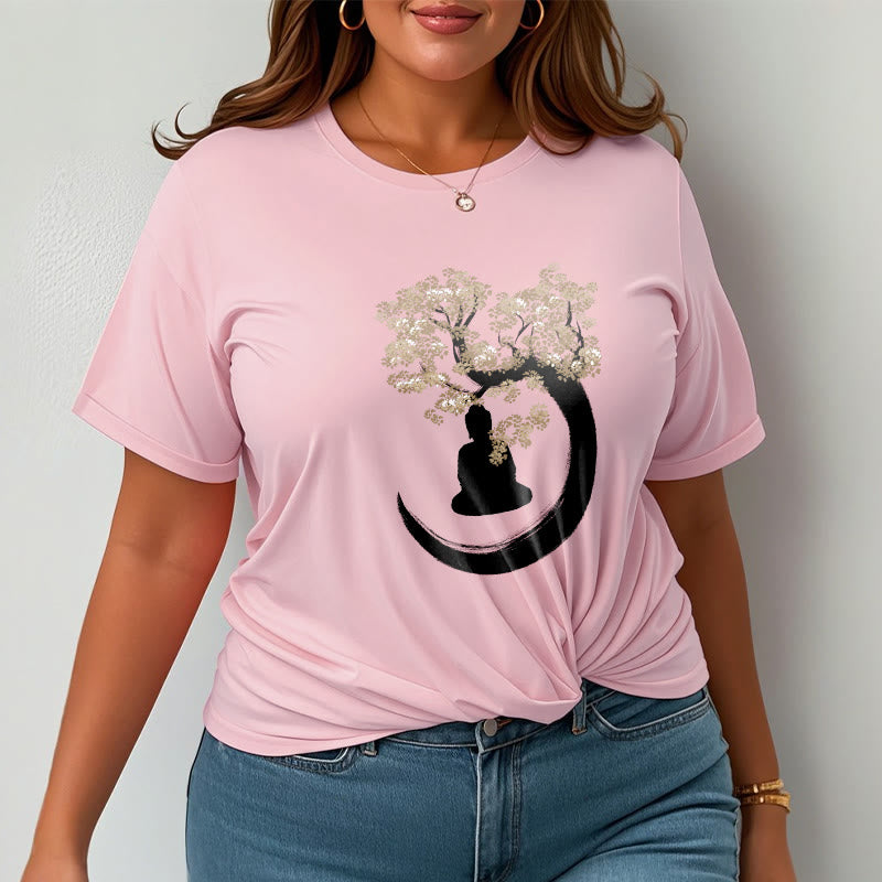 Mythstone Buddha Sitting Under The Tree Cotton Tee T-shirt