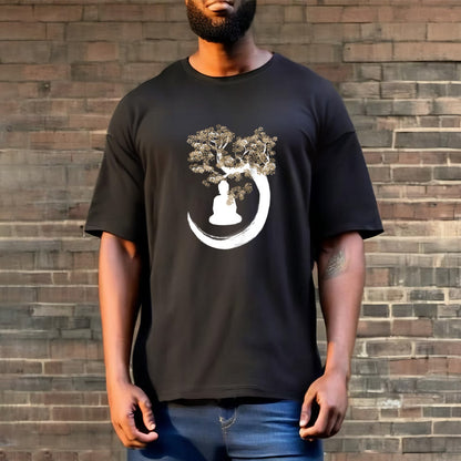 Mythstone Buddha Sitting Under The Tree Cotton Tee T-shirt