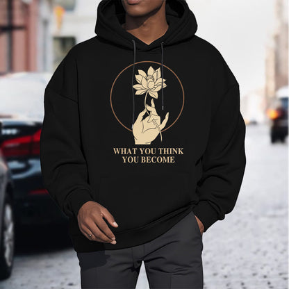 Mythstone What You Think You Become Lotus Design Fleece Lined Hoodie