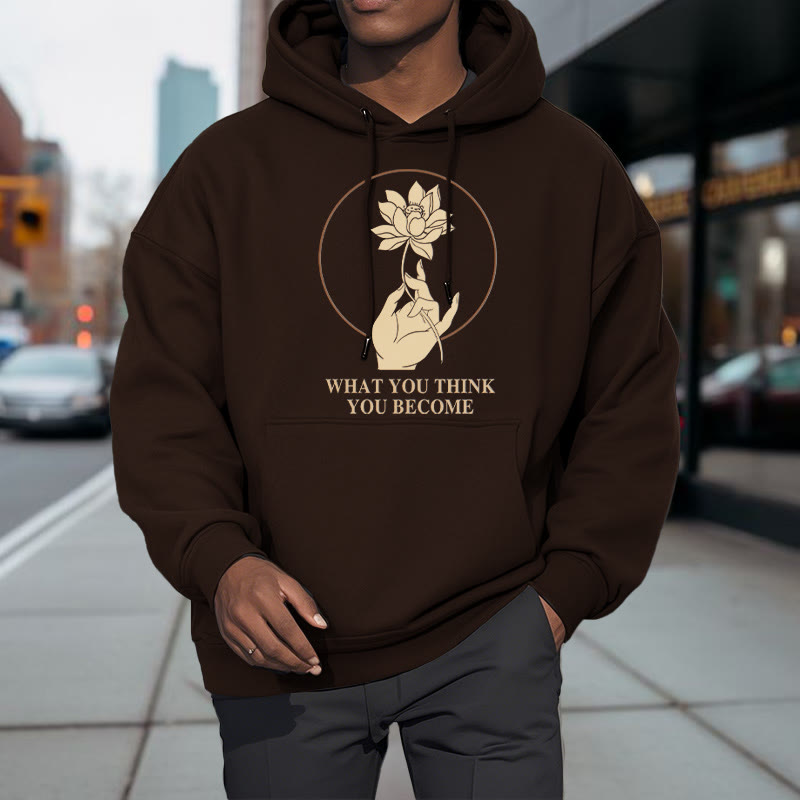 Mythstone What You Think You Become Lotus Design Fleece Lined Hoodie