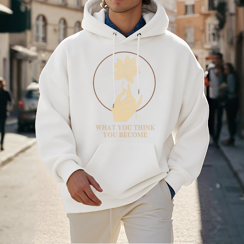 Mythstone What You Think You Become Lotus Design Fleece Lined Hoodie