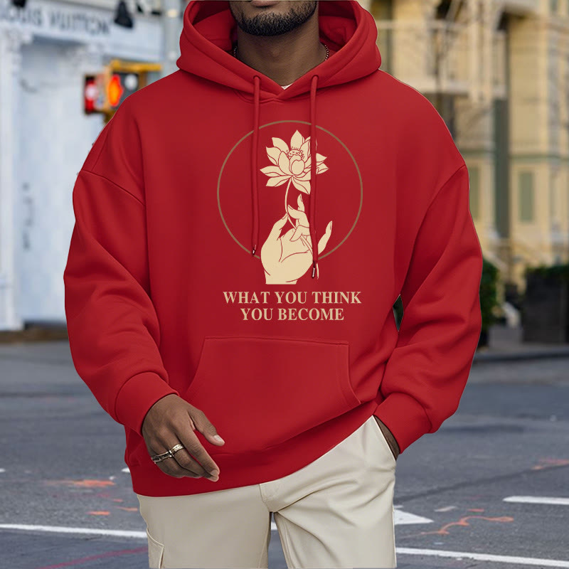 Mythstone What You Think You Become Lotus Design Fleece Lined Hoodie