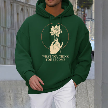 Mythstone What You Think You Become Lotus Design Fleece Lined Hoodie