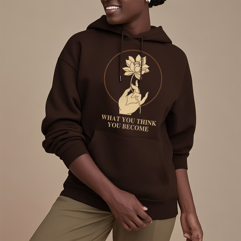 Mythstone What You Think You Become Lotus Design Fleece Lined Hoodie