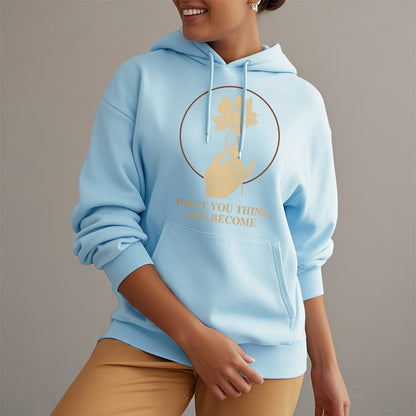 Mythstone What You Think You Become Lotus Design Fleece Lined Hoodie