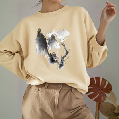 Mythstone Pavilion Tree Geese Around The Mountains Fleece Lined Polyester Sweatshirt