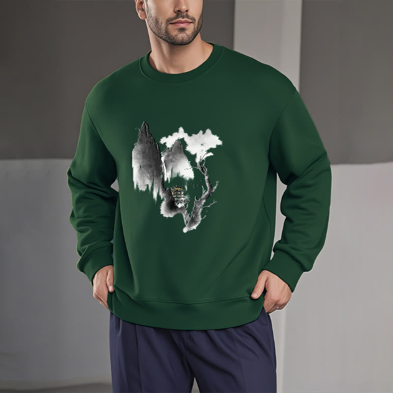 Mythstone Pavilion Tree Geese Around The Mountains Fleece Lined Polyester Sweatshirt