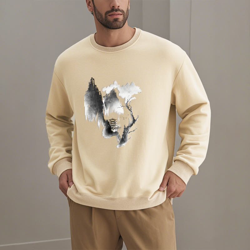 Mythstone Pavilion Tree Geese Around The Mountains Fleece Lined Polyester Sweatshirt