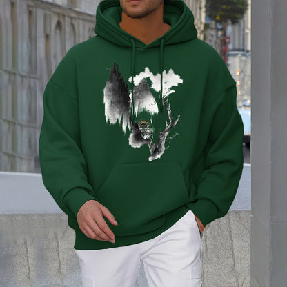 Mythstone Pavilion Tree Geese Around The Mountains Pattern Fleece Lined Hoodie