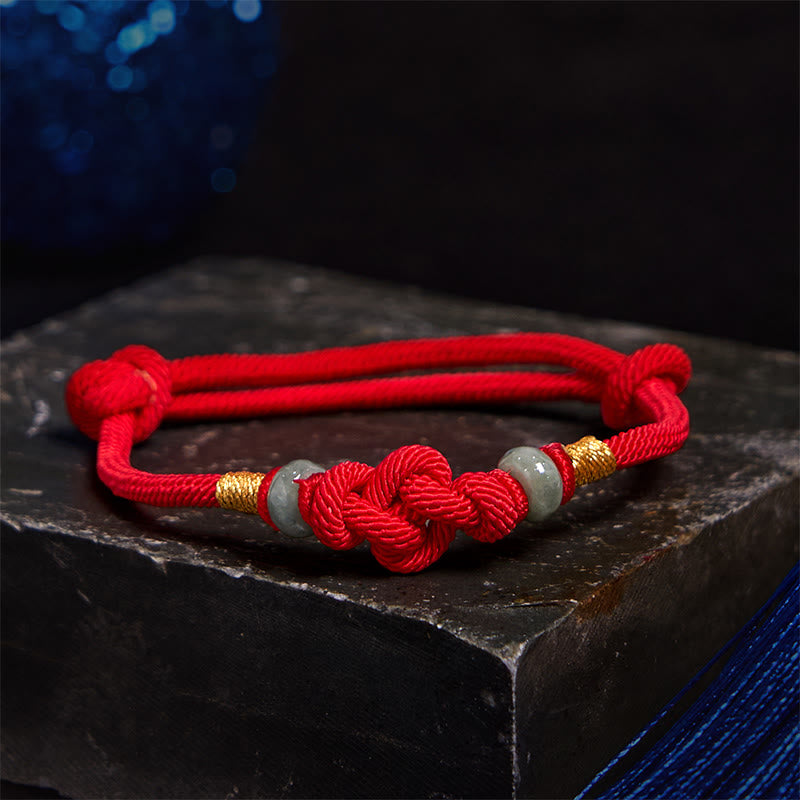 Mythstone Red String Jade Luck Fortune Knot Braided Couple Bracelet