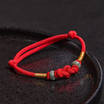 Mythstone Red String Jade Luck Fortune Knot Braided Couple Bracelet