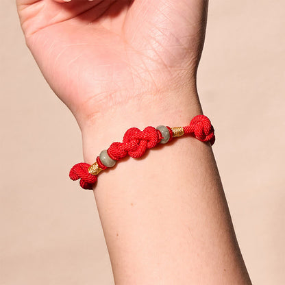 Mythstone Red String Jade Luck Fortune Knot Braided Couple Bracelet