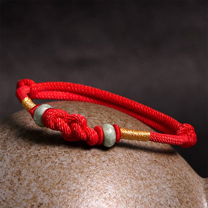 Mythstone Red String Jade Luck Fortune Knot Braided Couple Bracelet