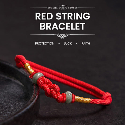 Mythstone Red String Jade Luck Fortune Knot Braided Couple Bracelet