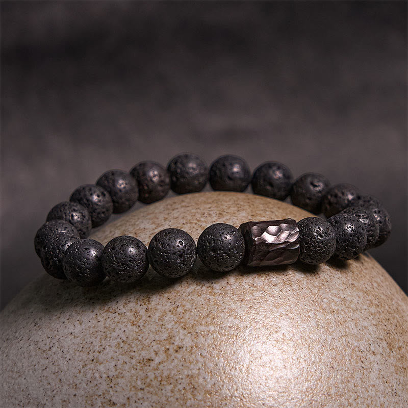 Mythstone Lava Rock Ebony Wood Tiger Eye Healing Bracelet