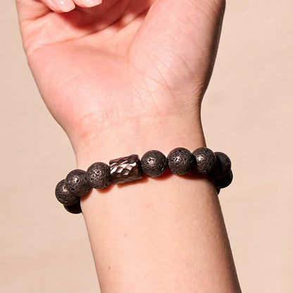 Mythstone Lava Rock Ebony Wood Tiger Eye Healing Bracelet