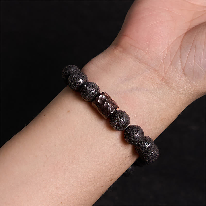 Mythstone Lava Rock Ebony Wood Tiger Eye Healing Bracelet