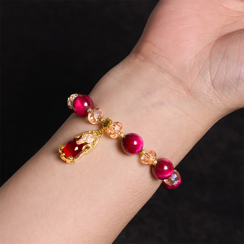 Mythstone Red Tiger Eye PiXiu Fox Protection Self Confidence Bracelet