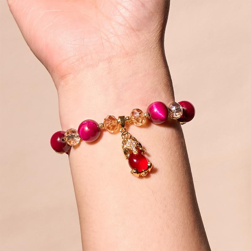 Mythstone Red Tiger Eye PiXiu Fox Protection Self Confidence Bracelet