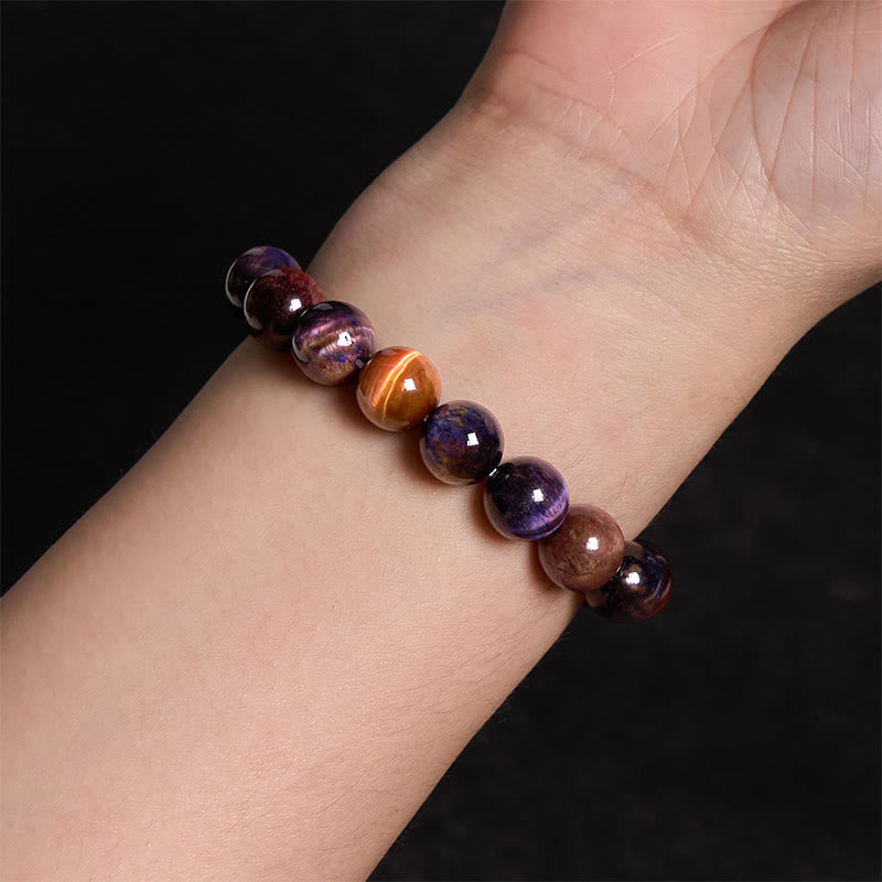 Mythstone Natural Purple Tiger Eye Protection Strength Bracelet