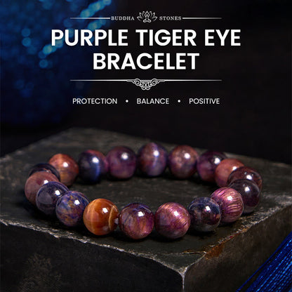 Mythstone Natural Purple Tiger Eye Protection Strength Bracelet