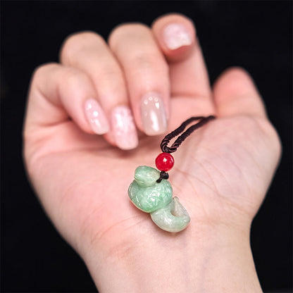 Mythstone Chinese Zodiac Year of the Snake Natural Jade Luck Necklace Pendant