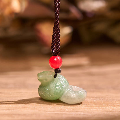 Mythstone Chinese Zodiac Year of the Snake Natural Jade Luck Necklace Pendant