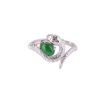 Mythstone Jade 925 Sterling Silver Year Of The Snake Luck Ring