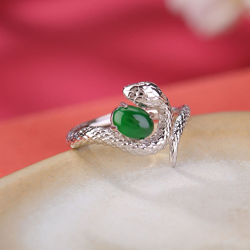 Mythstone Jade 925 Sterling Silver Year Of The Snake Luck Ring