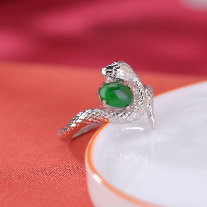 Mythstone Jade 925 Sterling Silver Year Of The Snake Luck Ring