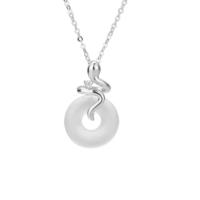 Mythstone 925 Sterling Silver Year Of The Snake Chalcedony Peace Buckle Positive Necklace Pendant