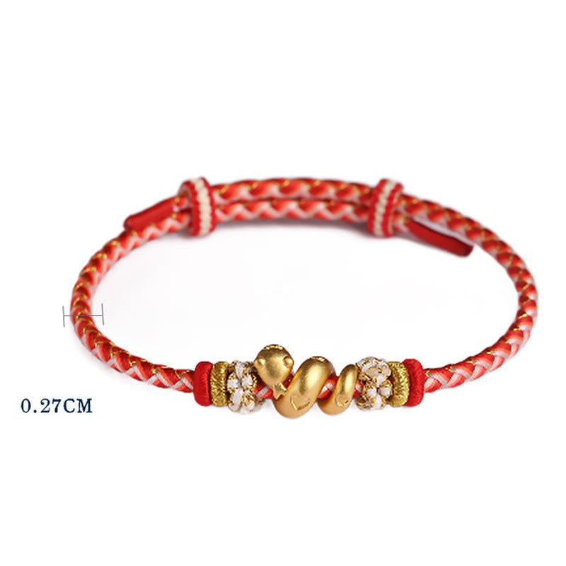 Mythstone 999 Sterling Silver Gradient Red String Year Of The Snake Luck Braided Bracelet