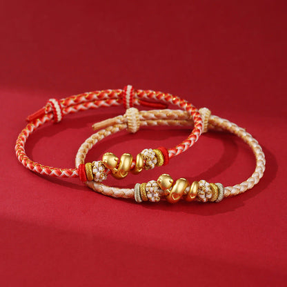 Mythstone 999 Sterling Silver Gradient Red String Year Of The Snake Luck Braided Bracelet