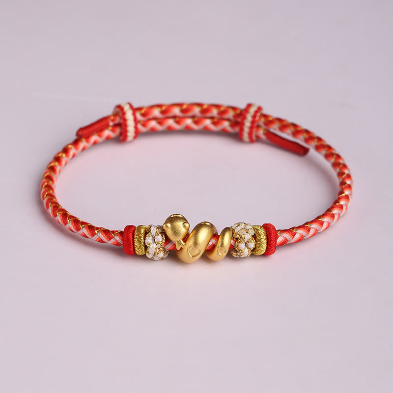 Mythstone 999 Sterling Silver Gradient Red String Year Of The Snake Luck Braided Bracelet