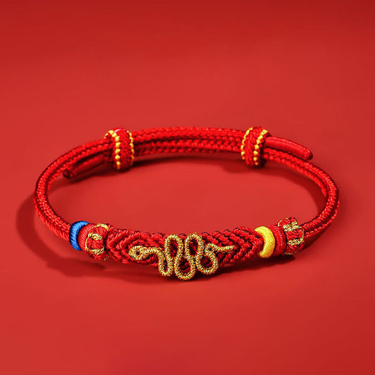 Mythstone Red String Eight Thread Peace Knot Year Of The Snake Protection Braided Bracelet