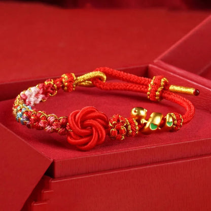 Mythstone Red String Mandala Knot Hand-woven Colorful Flowers Year Of The Snake Protection Braided Bracelet