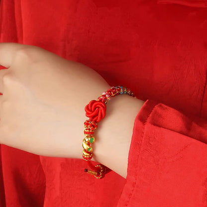 Mythstone Red String Mandala Knot Hand-woven Colorful Flowers Year Of The Snake Protection Braided Bracelet