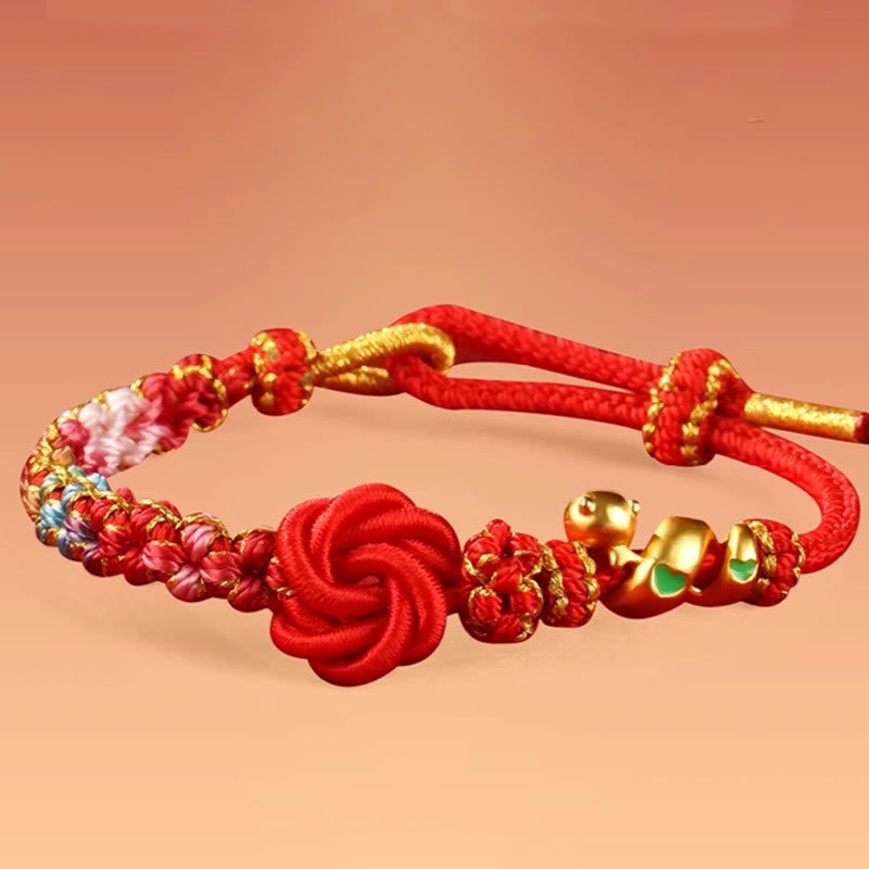 Mythstone Red String Mandala Knot Hand-woven Colorful Flowers Year Of The Snake Protection Braided Bracelet