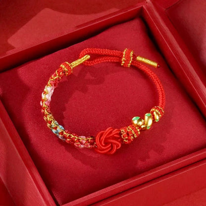 Mythstone Red String Mandala Knot Hand-woven Colorful Flowers Year Of The Snake Protection Braided Bracelet