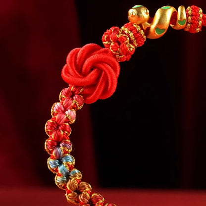 Mythstone Red String Mandala Knot Hand-woven Colorful Flowers Year Of The Snake Protection Braided Bracelet