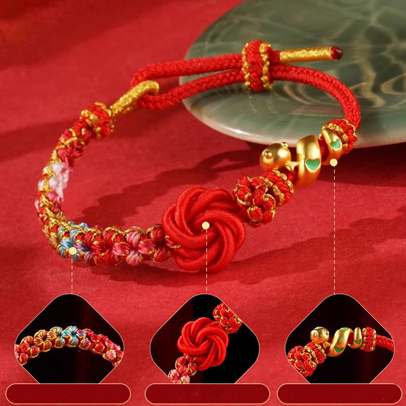 Mythstone Red String Mandala Knot Hand-woven Colorful Flowers Year Of The Snake Protection Braided Bracelet