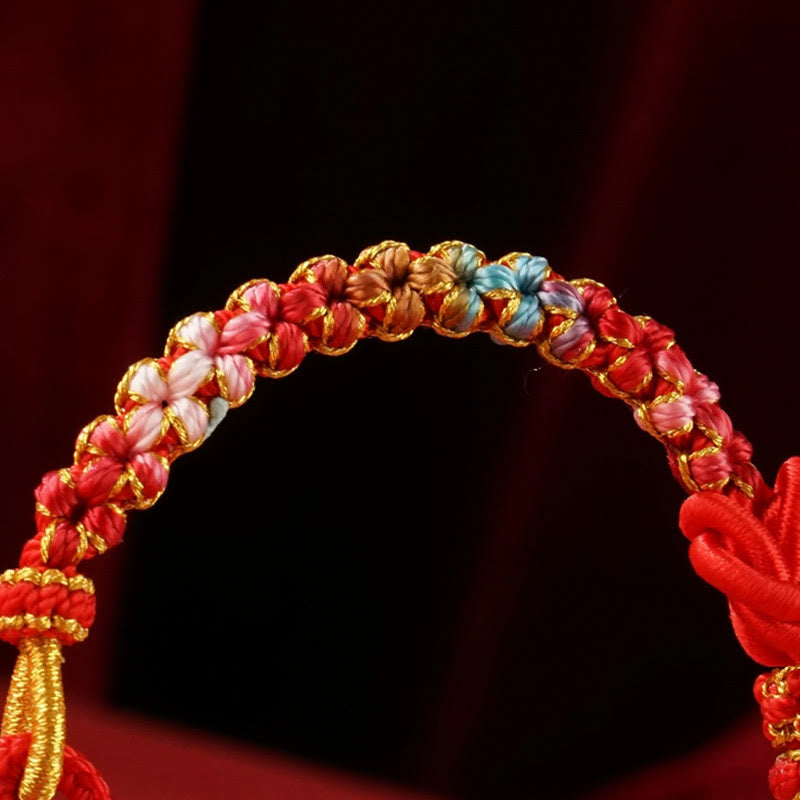 Mythstone Red String Mandala Knot Hand-woven Colorful Flowers Year Of The Snake Protection Braided Bracelet