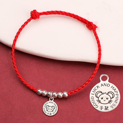 Mythstone Chinese Zodiac Kid Red String 999 Sterling Silver Protection Bracelet