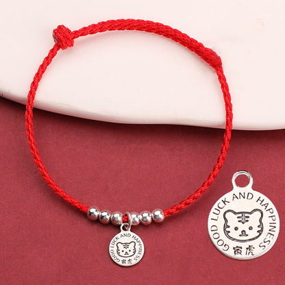 Mythstone Chinese Zodiac Kid Red String 999 Sterling Silver Protection Bracelet