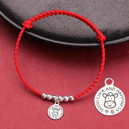 Mythstone Chinese Zodiac Kid Red String 999 Sterling Silver Protection Bracelet