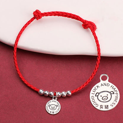 Mythstone Chinese Zodiac Kid Red String 999 Sterling Silver Protection Bracelet