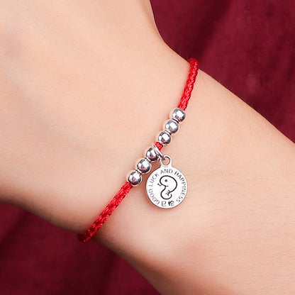 Mythstone Chinese Zodiac Kid Red String 999 Sterling Silver Protection Bracelet