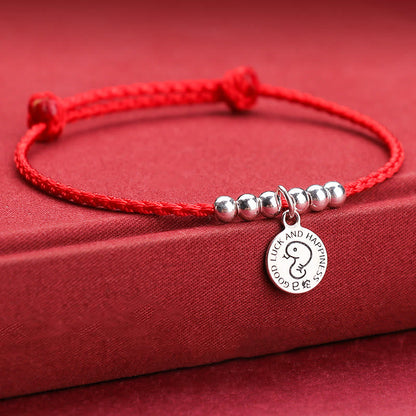 Mythstone Chinese Zodiac Kid Red String 999 Sterling Silver Protection Bracelet