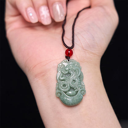 Mythstone Lucky The Year of The Snake 2025 Jade Pendant White Crystal Red String Bracelet Protection Bundle